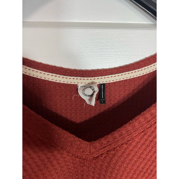 Anthropologie Akemi & Kin Rusty Orange Twist Front Waffle Knit Long Sleeve Large - Picture 7 of 10